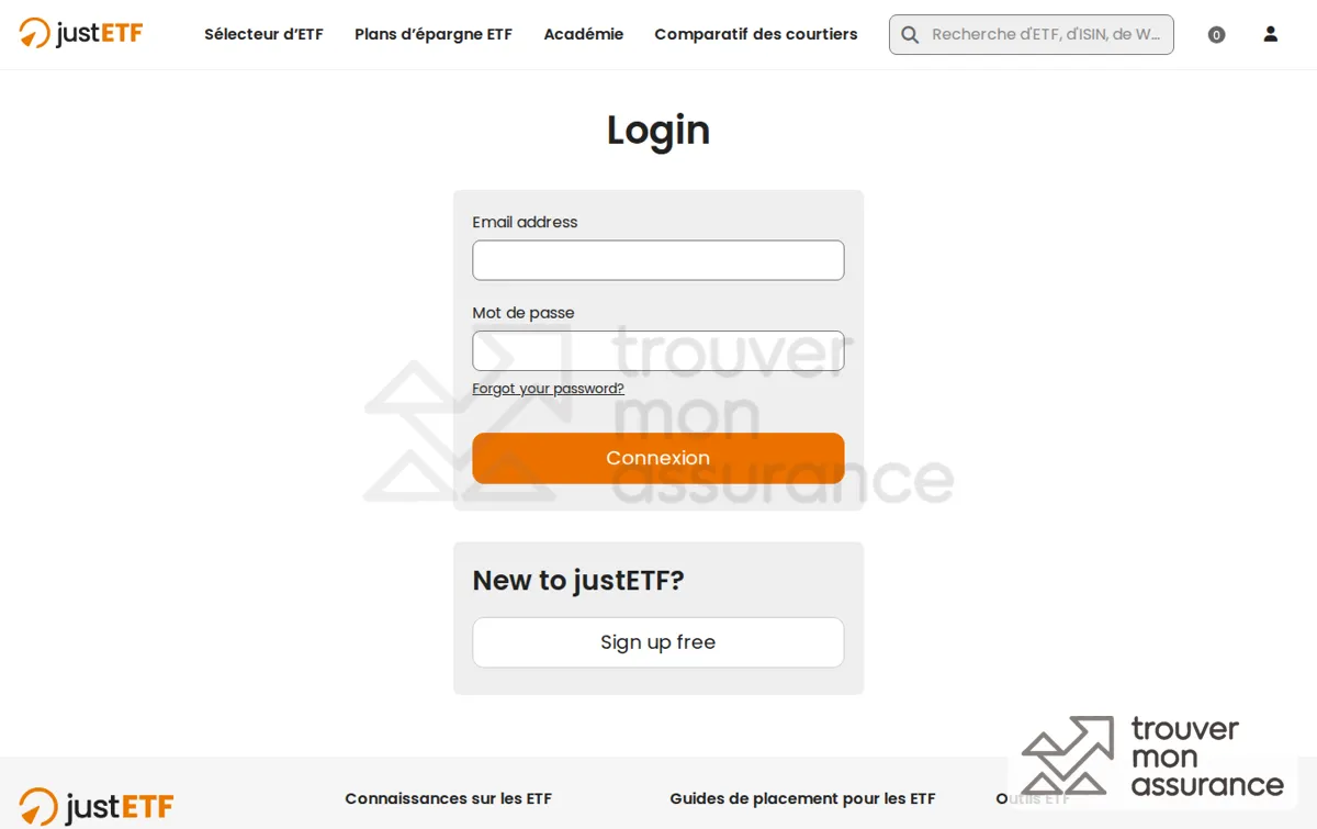Capture : justETF Login