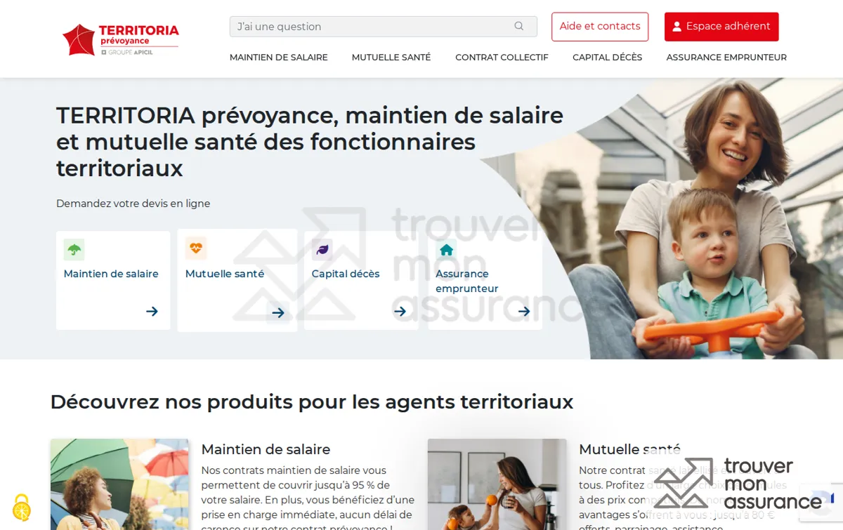 Capture : TERRITORIA : mutuelle et prévoyance des agents territoriaux